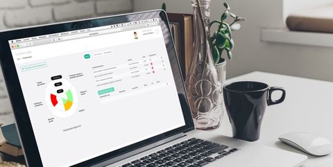 Het PZN-cirkelmodel op een laptopscherm: ringen voor kind, gezin en omgeving, verdeeld over leefgebieden.